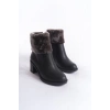 KATYA Fermuarlı Ortopedik Taban Topuklu Kürk DetaylıKadın Bot  CST - Siyah