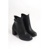 LIA Fermuarlı Ortopedik Taban Taşlı Topuklu Kadın Bot  CST - Siyah