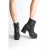 LISSE Fermuarlı Ortopedik Taban Kalın Topuklu Kadın Bot CST - Siyah