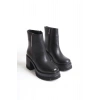 LISSE Fermuarlı Ortopedik Taban Kalın Topuklu Kadın Bot CST - Siyah