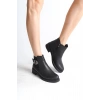 LUNA Fermuarlı Lastikli Ortopedik Taban Topuklu Kadın Bot  CST - Siyah