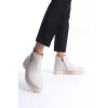 MARGARET Fermuarlı Ortopedik Taban Topuklu Kadın Bot  CKT - Krem