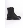 PAMELA Bağcıklı Fermuarlı Ortopedik Taban Taşlı Kadın Bot CST - Siyah