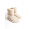 SELINA Bağcıksız Düz Taban İçi Kürklü Süet Kadın Bot  SKT - Krem