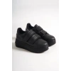VALENCIA Bağcıksız Cırt Cırtlı Ortopedik Taban Kadın Sneaker Spor Ayakkabı CST - Siyah