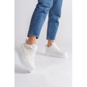 ALESSI Bağcıklı Ortopedik Taban Kadın Sneaker Spor Ayakkabı CBT - Kırık Beyaz