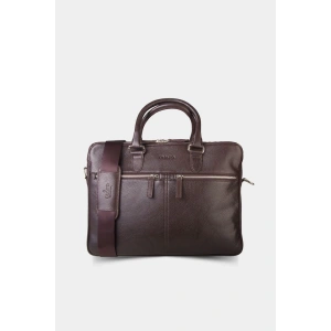 Guard 3 Bölmeli Kahverengi Deri Evrak Çantası