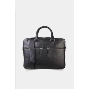 Guard 3 Bölmeli Siyah Deri Evrak Çantası