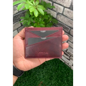 Guard Antik Bordo Hakiki Deri Kartlık