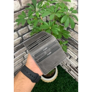 Guard Antik Gri Patlı Tasarım Deri Kartlık