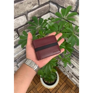 Guard Bordo Spor Şeritli Deri Erkek Cüzdanı