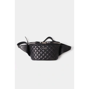 Guard Capitone Baskılı Siyah Deri Bel Çantası