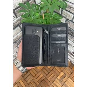 Guard Chelsea Siyah Mat Telefon Bölmeli Deri El Portföy