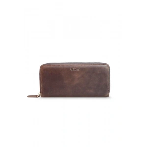 Guard Çift Fermuarlı Crazy Kahve Deri El Çantası