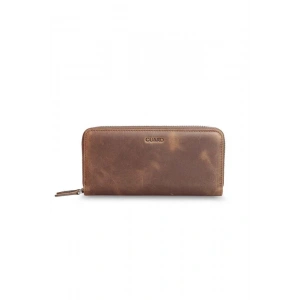 Guard Çift Fermuarlı Crazy Taba Deri El Çantası