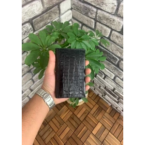 Guard Croco Baskılı Siyah Pasaport Kılıfı