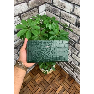 Guard Croco Yeşil Deri Kadın Cüzdanı & El Çantası