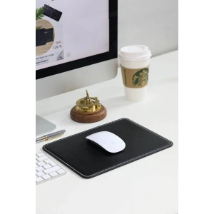 Guard Dikiş Detaylı Siyah Deri Mouse Pad 26 x 20 Cm