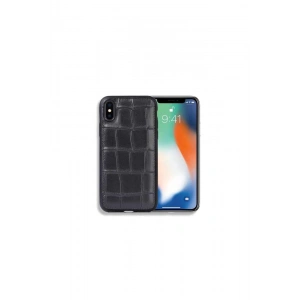Guard Efektif Baskılı Siyah Deri iPhone X / XS Kılıfı