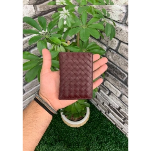 Guard El Örgüsü Bordo Deri Kartlık