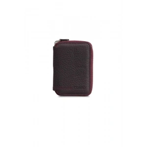 Guard Fermuarlı Bordo Deri Mini Cüzdan