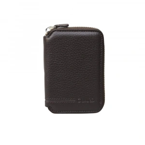 Guard Fermuarlı Kahverengi Deri Mini Cüzdan