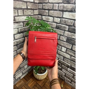 Guard Kırmızı Deri Postacı Çantası