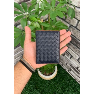 Guard Örgü Baskılı Lacivert Deri Kartlık