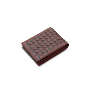 Guard Örgü Desenli Taba Kahve Deri Erkek Cüzdanı