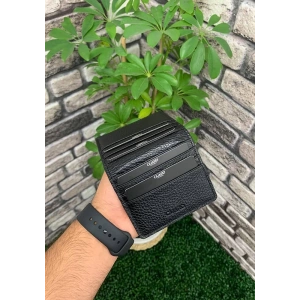 Guard Siyah Parlak Patlı Tasarım Deri Kartlık