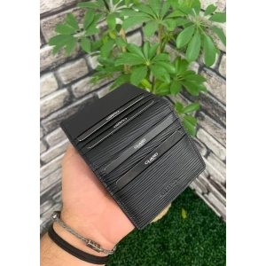 Guard Siyah Yol Desenli Patlı Tasarım Deri Kartlık