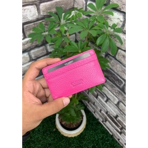 Guard Ultra İnce Unisex Fuşya Minimal Deri Kartlık