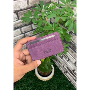 Guard Ultra İnce Unisex Mor Nubuk Minimal Deri Kartlık