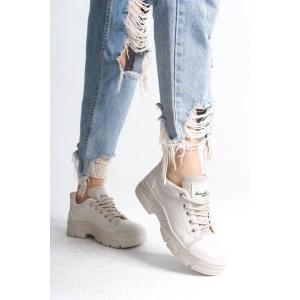 JANE Bağcıklı Ortopedik Taban Kadın Sneaker Spor Ayakkabı  CKT - Krem