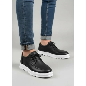 JY-T12x Arts Bağcıklı Cilt Erkek Günlük Spor Klasik Ayakkabı CST - Siyah
