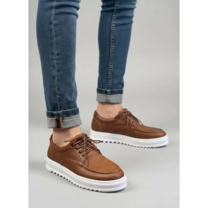 JY-T12x Arts Bağcıklı Cilt Erkek Günlük Spor Klasik Ayakkabı CBT - Taba