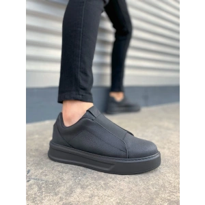 JY007 Alba Bağcıksız Cilt Erkek Günlük Sneaker Ayakkabı CST Siyah