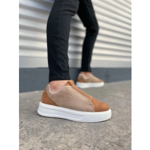 JY007 Alba Bağcıksız Süet Erkek Günlük Sneaker Ayakkabı SBT Taba/Vizon