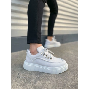 JY010 Cloud Bağcıklı Cilt Erkek Günlük Sneaker Ayakkabı CBT - Beyaz