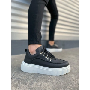 JY010 Cloud Bağcıklı Cilt Erkek Günlük Sneaker Ayakkabı CBT - Siyah