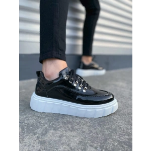 JY010 Cloud Bağcıklı Rugan Erkek Günlük Sneaker Ayakkabı RBT - Siyah