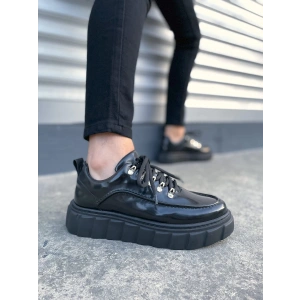 JY010 Cloud Bağcıklı Rugan Erkek Günlük Sneaker Ayakkabı RST - Siyah