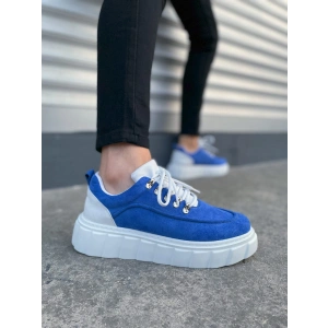 JY010 Cloud Bağcıklı Süet Erkek Günlük Sneaker Ayakkabı SBT - Mavi/Beyaz