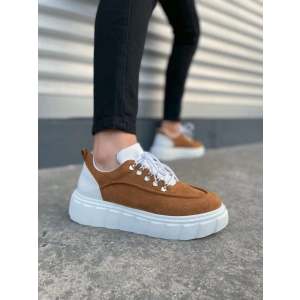 JY010 Cloud Bağcıklı Süet Erkek Günlük Sneaker Ayakkabı SBT - Taba/Beyaz