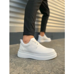 JY03 Luxor Bağcıklı Cilt Erkek Günlük Spor Klasik Ayakkabı CBT - Beyaz