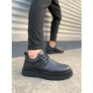 JY03 Luxor Bağcıklı Cilt Erkek Günlük Spor Klasik Ayakkabı CST - Siyah
