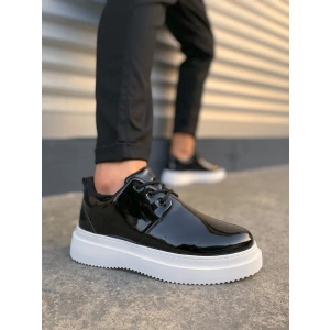 JY03 Luxor Bağcıklı Rugan Erkek Günlük Spor Klasik Ayakkabı RBT - Siyah