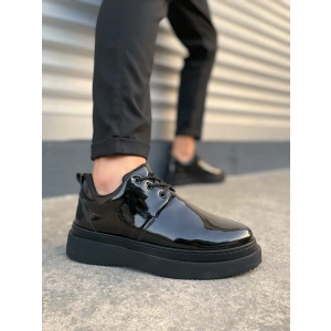 JY03 Luxor Bağcıklı Rugan Erkek Günlük Spor Klasik Ayakkabı RST - Siyah