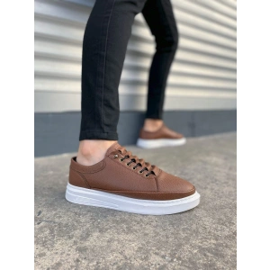 JY0535 Prime Bağcıklı Cilt Erkek Günlük Sneaker Ayakkabı CBT - Taba