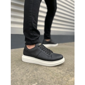 JY151 Boost Bağcıklı Cilt Erkek Günlük Sneaker Ayakkabı CBT - Siyah